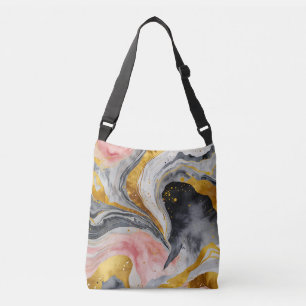 Golden Marble Whirls Crossbody Bag