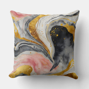 Golden Marble Whirls Cushion