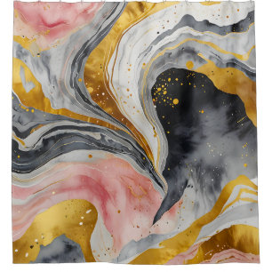 Golden Marble Whirls Shower Curtain