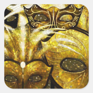 Golden Mardi Gras Masks Stickers