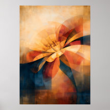 Golden Marigold Cubist Floral Abstraction