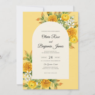 Golden Marigold Eucalyptus Wedding Invitation