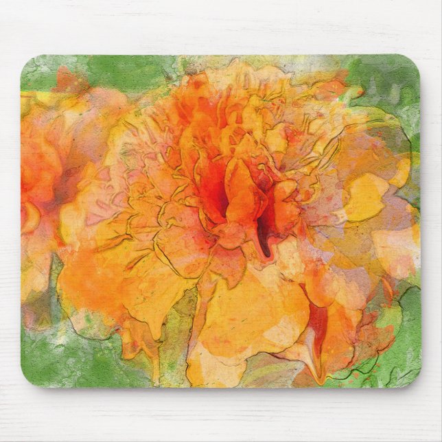Golden Marigold Flower Watercolor Mouse Pad (Front)