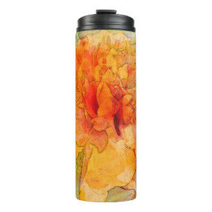 Golden Marigold Flower Watercolor Thermal Tumbler