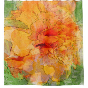 Golden Marigold Watercolor Shower Curtain