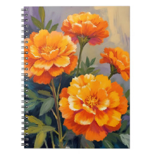 Golden Marigolds Watercolor Flowers Floral Notebook
