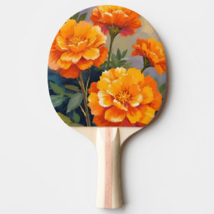 Golden Marigolds Watercolor Flowers Floral Ping Pong Paddle