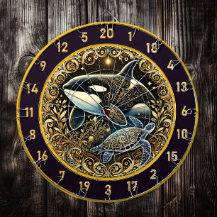 Golden Marine Life Killer Whale Art Dartboard