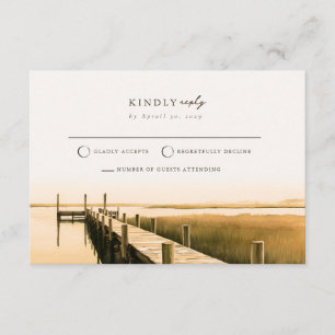 Golden Marsh Coast Mail Back Wedding RSVP Card 