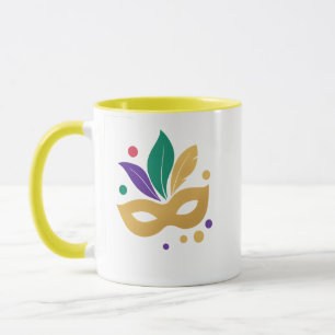 Golden Mask & Feathers — Elegant Mardi Gras 2026 D Mug