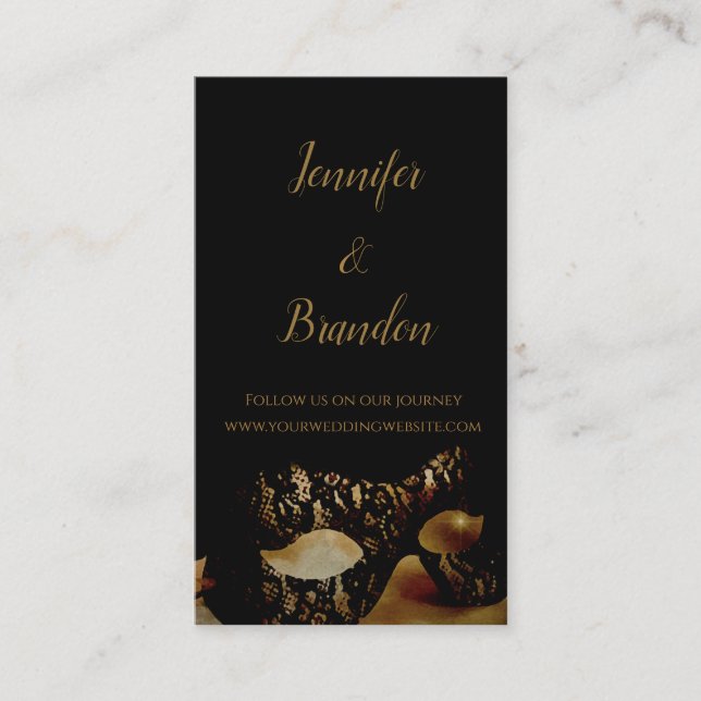 Golden Mask Wedding Website Enclosure Card (Front)