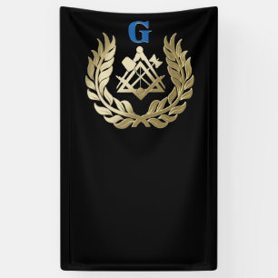 Golden masonry symbol banner