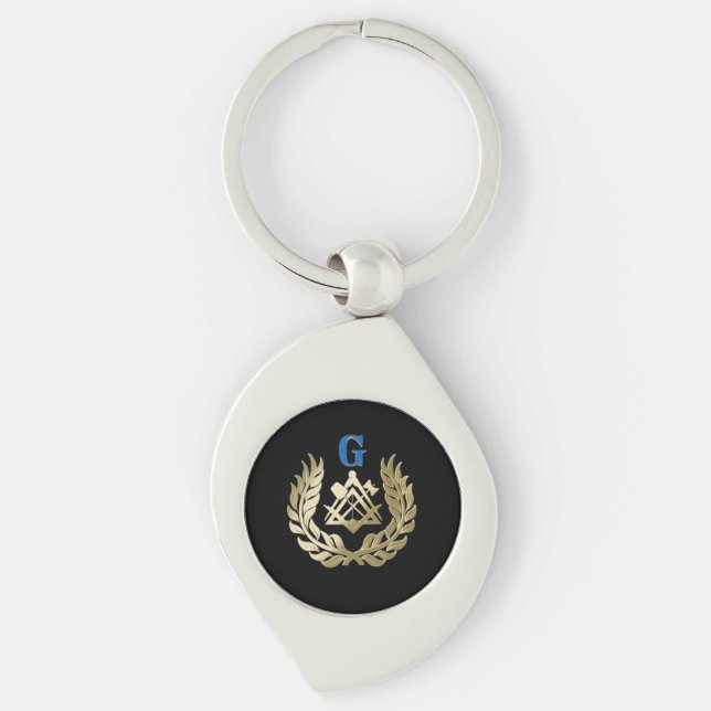 Golden masonry symbol key ring (Front)