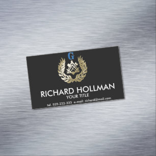 Golden masonry symbol 	Magnetic business card
