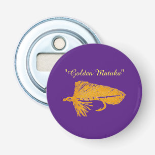 Golden Matuka streamer, fly fishing, fly tying art Bottle Opener