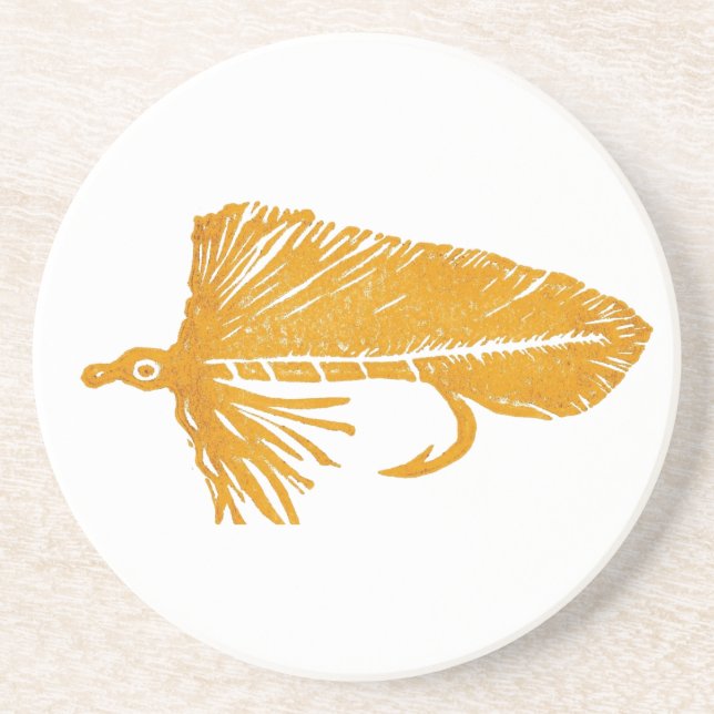 Golden Matuka Streamer Trout Fly Coaster (Front)