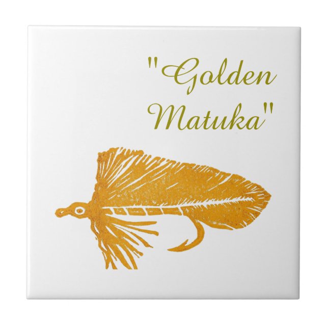 "Golden Matuka" streamer trout fly tile. Ceramic Tile (Front)