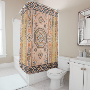 Golden Maze – Modern Moroccan Geometry Shower Curtain