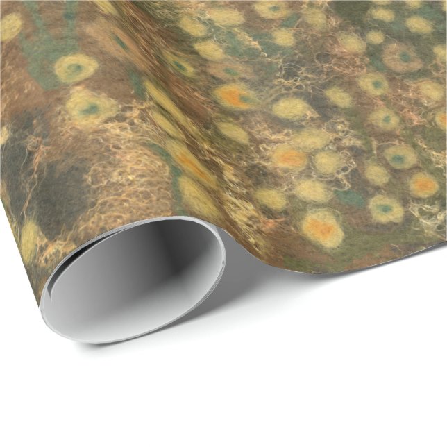 Golden Meadow, felted wool texture olive yellow Wrapping Paper (Roll Corner)
