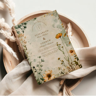Golden Meadow Wildflower Wedding Invitation