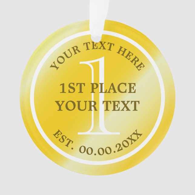 Golden Medal Ornament for first place champion (Front)