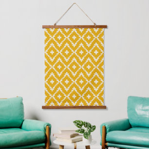 Golden Medina: Yellow Andalusian Moroccan Geometry Hanging Tapestry