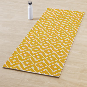 Golden Medina: Yellow Andalusian Moroccan Geometry Yoga Mat