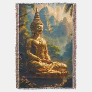 Golden Meditation in the Thai Peaks Throw Blanket