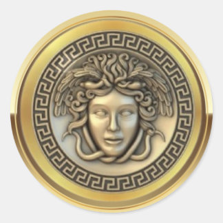 Golden Medusa  Classic Round Sticker