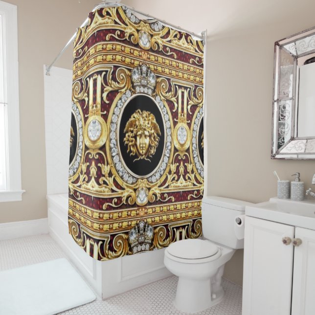 Golden Medusa Gems Shower Curtain (In Situ)