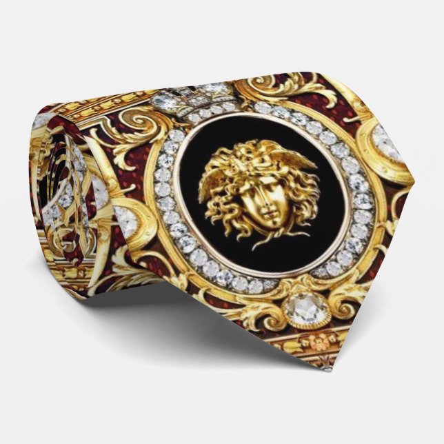 Golden Medusa Gems Tie (Rolled)