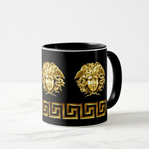 Golden Medusa Greek Key Coffee Cup