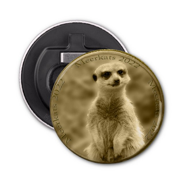 Golden Meerkat 2022 Coin, Magnetic Bottle Opener (Front)