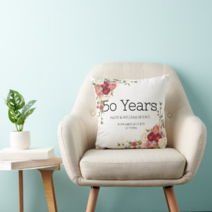 "Golden Memories: Celebrating 50 Years of Love" Cushion