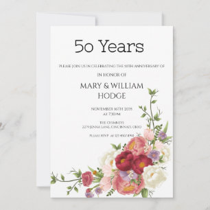 "Golden Memories: Celebrating 50 Years of Love" Invitation
