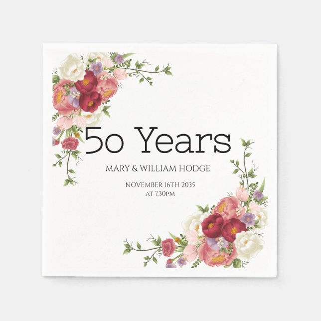 "Golden Memories: Celebrating 50 Years of Love" Napkin (Front)