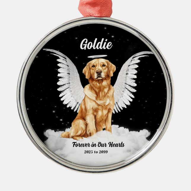 Golden Memories Gaurdian Angel Dog Metal Tree Decoration (Front)