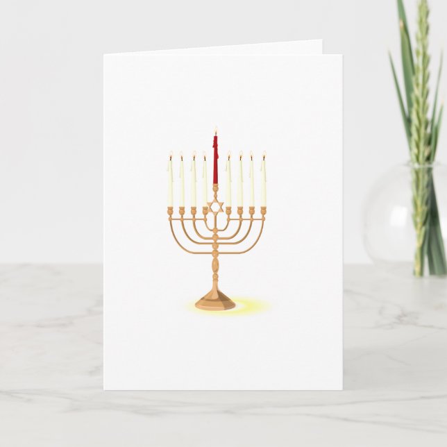Golden Menorah Holiday Card (Front)