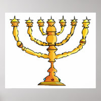 Golden Menorah Jewish Candle Holder