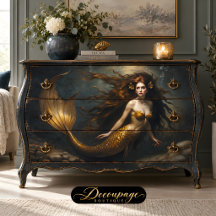 Golden Mermaid Fantasy - Ocean Theme Decoupage
