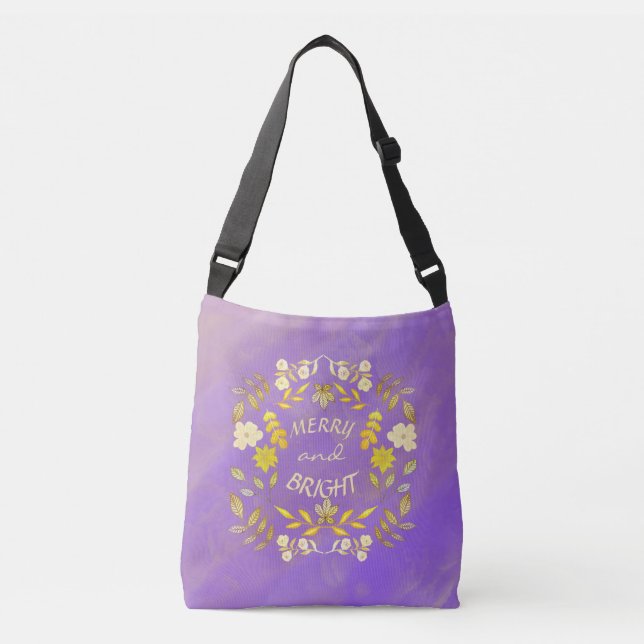 GOLDEN MERRY AND BRIGHT personalised  Crossbody Bag (Front)