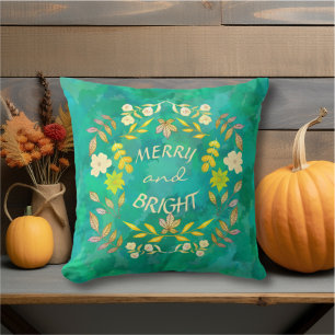 GOLDEN MERRY AND BRIGHT personalised Cushion