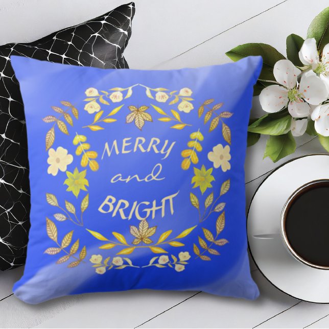 GOLDEN MERRY AND BRIGHT personalised Cushion (Creator Uploaded)