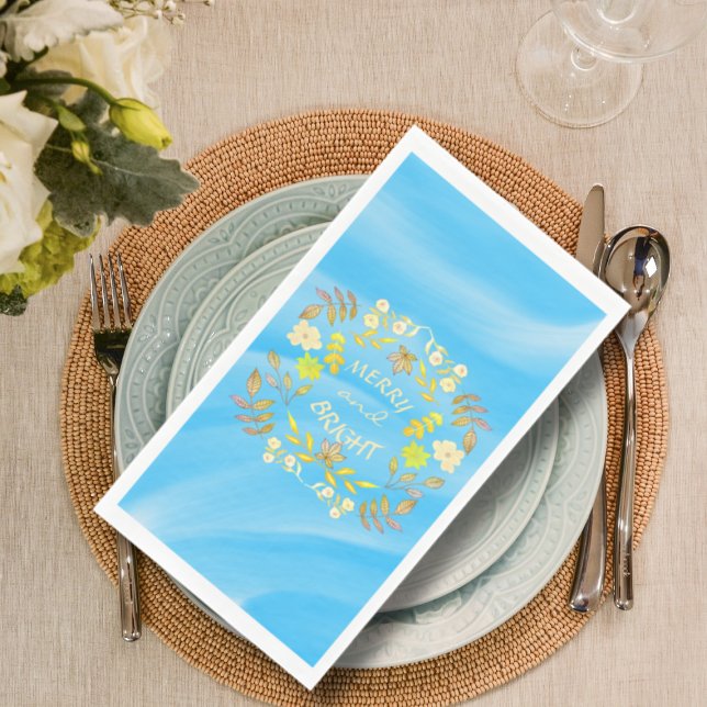 GOLDEN MERRY AND BRIGHT personalised Napkin (Creator Uploaded)