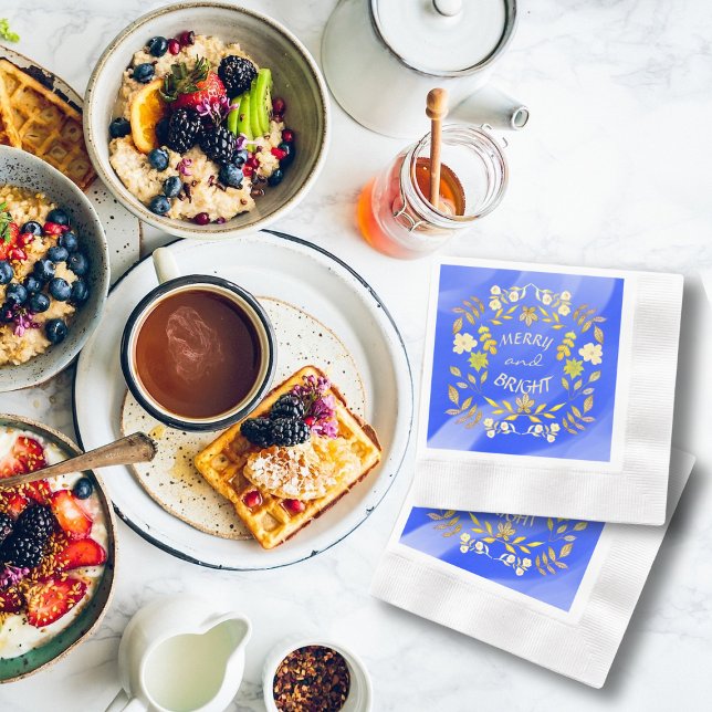 GOLDEN MERRY AND BRIGHT personalised Napkin (Creator Uploaded)