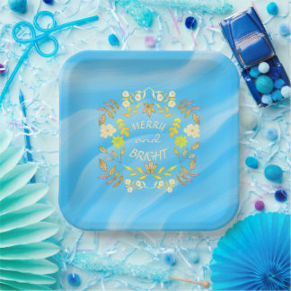 GOLDEN MERRY AND BRIGHT personalised Paper Plate