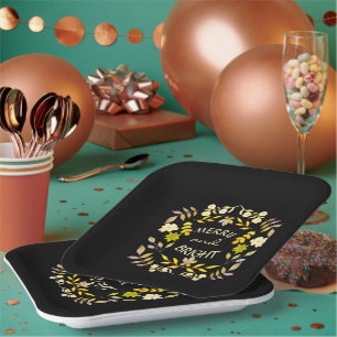 GOLDEN MERRY AND BRIGHT personalised Paper Plate