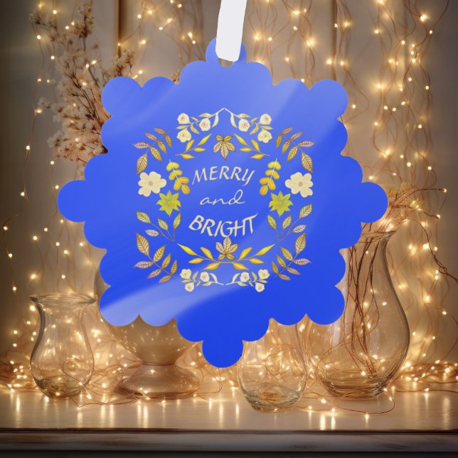 GOLDEN MERRY AND BRIGHT personalised Tree Decoration Card (Creator Uploaded)