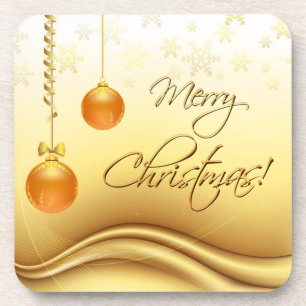 Golden Merry Christmas Coaster