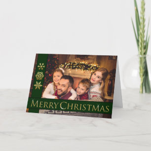 Golden Merry Christmas Family Photo Holiday Card
